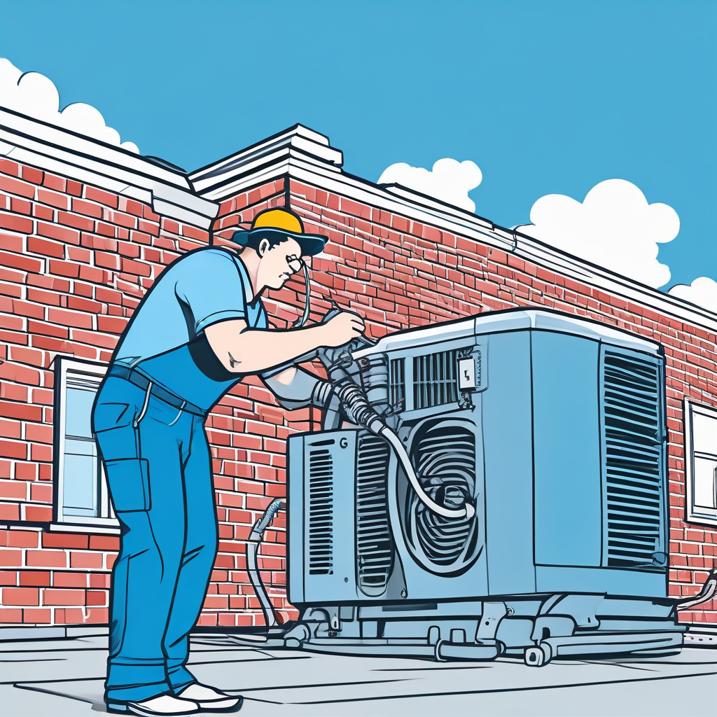 HVAC technician completing installation for invoice documentation